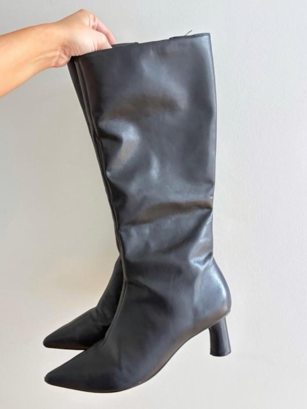 Arezzo Heeled Boots Black Pointed Toe 9